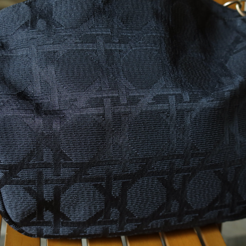 Christian Dior Vintage Black Cannage Dior Charm Shoulder Hobo Bag