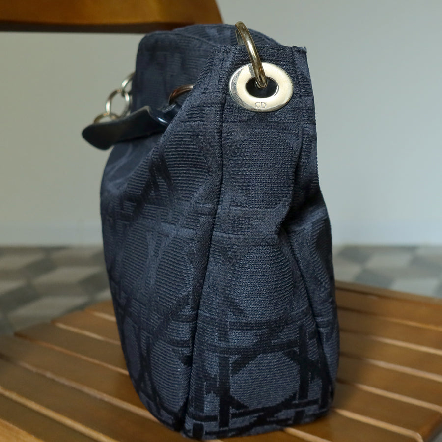 Christian Dior Vintage Black Cannage Dior Charm Shoulder Hobo Bag