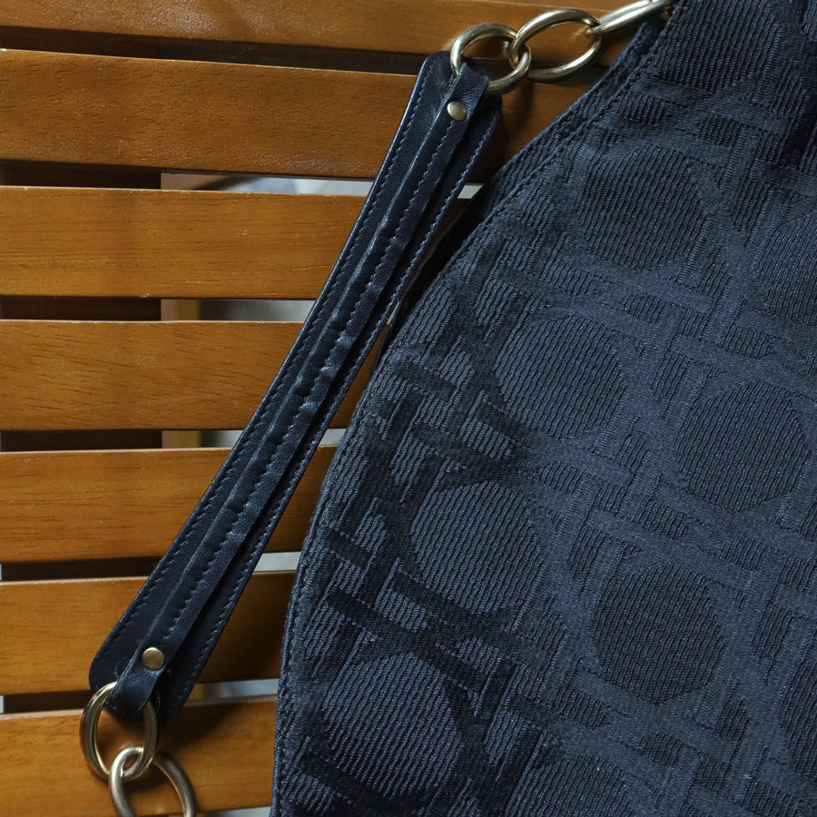 Christian Dior Vintage Black Cannage Dior Charm Shoulder Hobo Bag