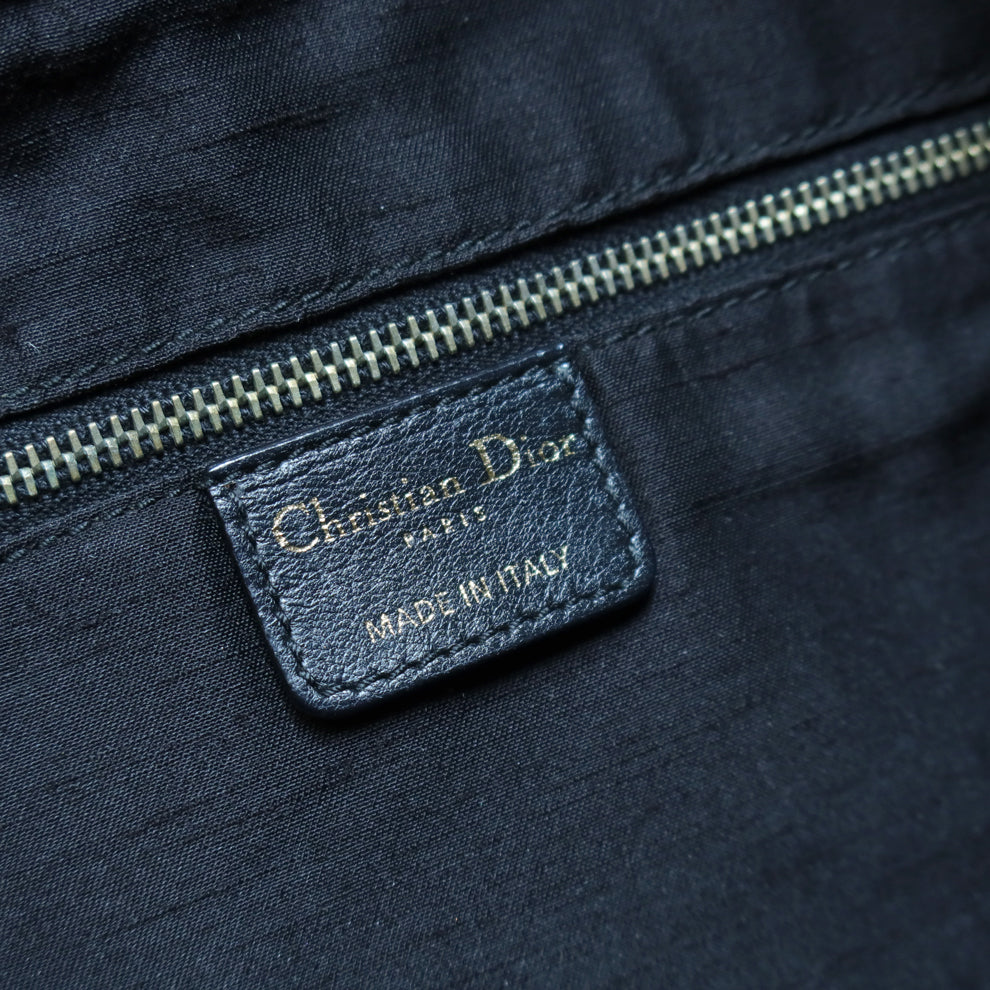 Christian Dior Vintage Black Cannage Dior Charm Shoulder Hobo Bag