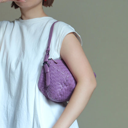 Bottega Veneta Vintage Lilac Purple Intrecciato Leather Rhombus Shoulder Bag