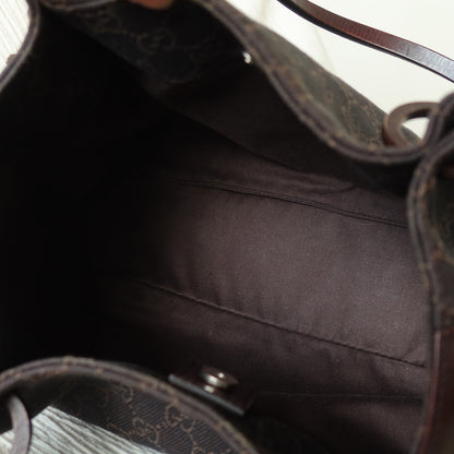 Gucci Vintage Dark Brown Canvas Leather GG Monogram Daily Tote Shoulder Bag