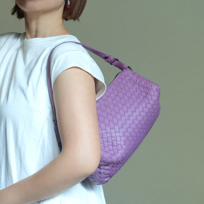 Bottega Veneta Vintage Lilac Purple Intrecciato Leather Rhombus Shoulder Bag