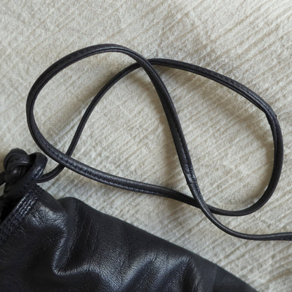 Loewe Vintage Black Leather Anagram 2way Shoulder Crossbody Flap Bag