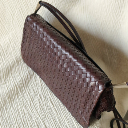 Bottega Veneta Vintage Dark Brown Leather Intrecciato Sardine Crossbody Flap Bag