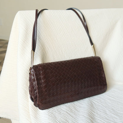 Bottega Veneta Vintage Dark Brown Leather Intrecciato Sardine Crossbody Flap Bag
