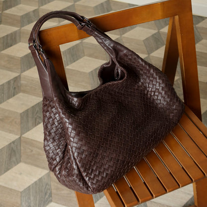 Bottega Veneta Vintage Brown Large Intrecciato Hobo Shoulder Bag
