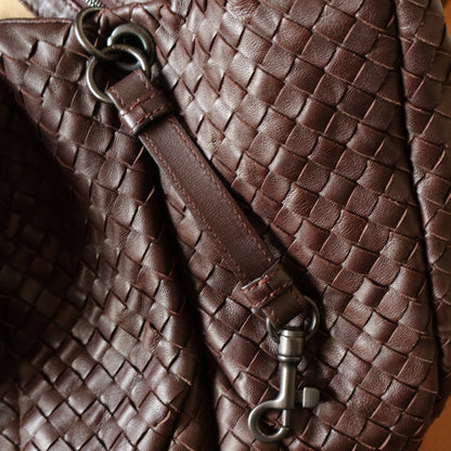 Bottega Veneta Vintage Brown Large Intrecciato Hobo Shoulder Bag
