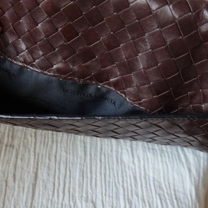 Bottega Veneta Vintage Dark Brown Leather Intrecciato Sardine Crossbody Flap Bag