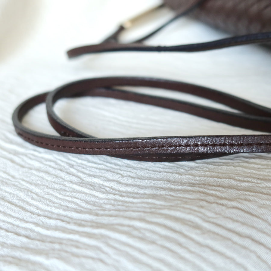 Bottega Veneta Vintage Dark Brown Leather Intrecciato Sardine Crossbody Flap Bag