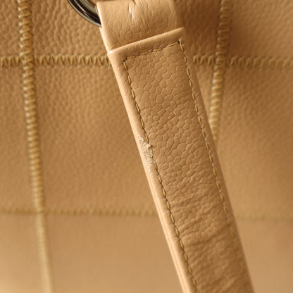 Chanel Vintage Chocolate Bar Stitching Light Pink Beige Calfskin Leather Shoulder Tote Bag