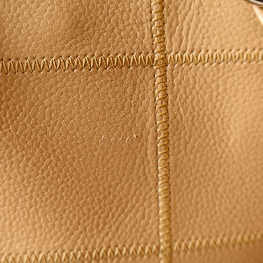 Chanel Vintage Chocolate Bar Stitching Light Pink Beige Calfskin Leather Shoulder Tote Bag