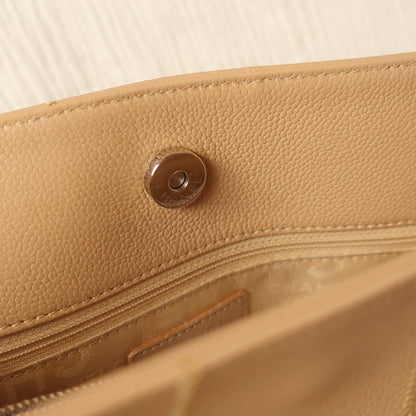 Chanel Vintage Chocolate Bar Stitching Light Pink Beige Calfskin Leather Shoulder Tote Bag