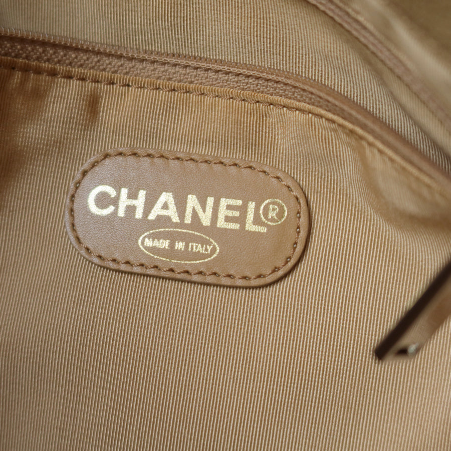 Chanel Vintage Light Beige Caviar Leather Tortoise shell Chain Shoulder Tote Bag