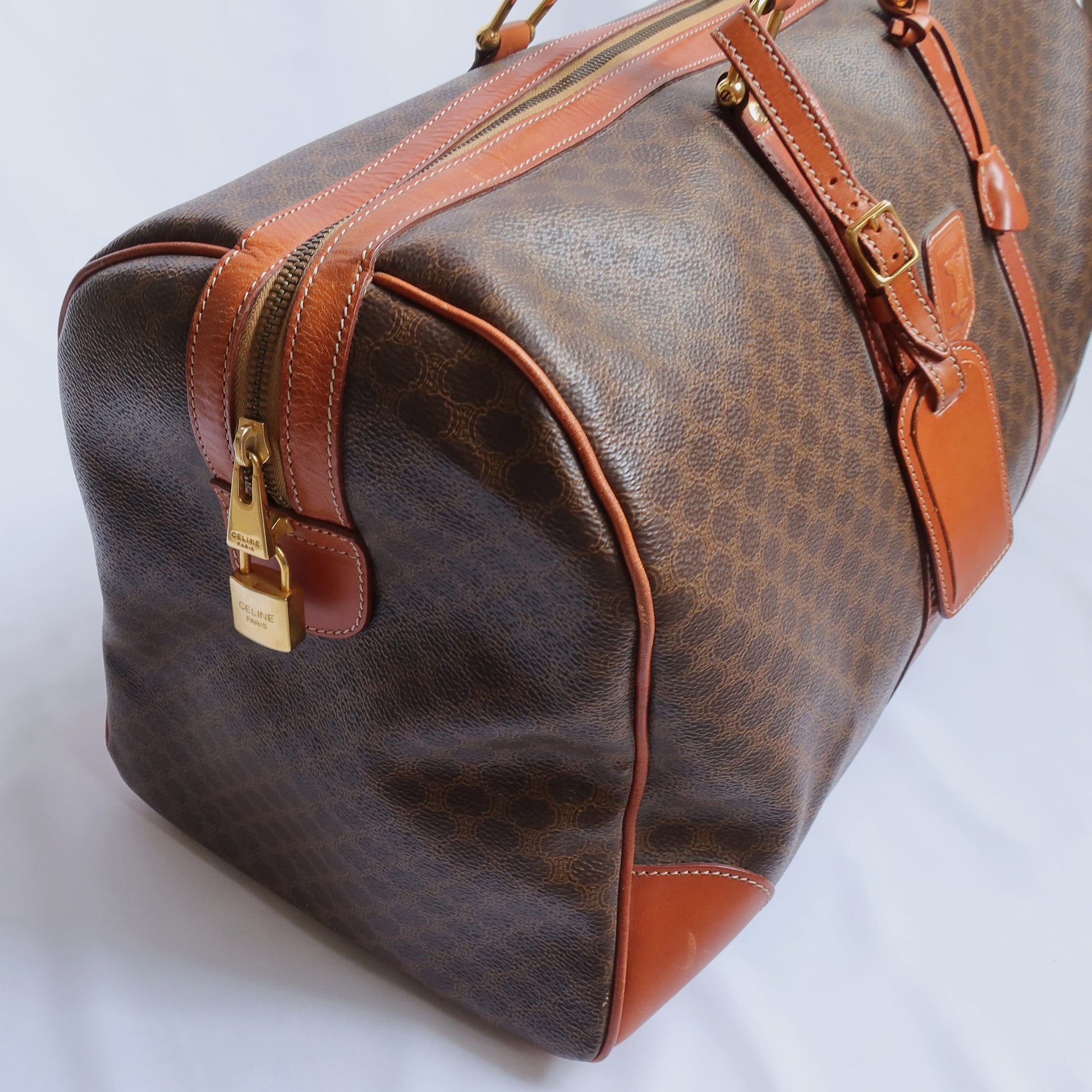 Authentic Vintage Celine Macadam Boston Style Travel Bag Large