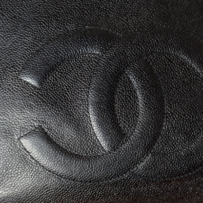 Chanel Vintage Black Caviar Leather CC Turn lock Coco mark double sided Shoulder Bag