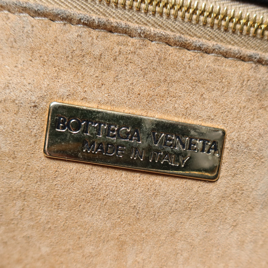 Bottega Veneta Vintage Black Leather Intrecciato Braided Strap Shoulder Bag