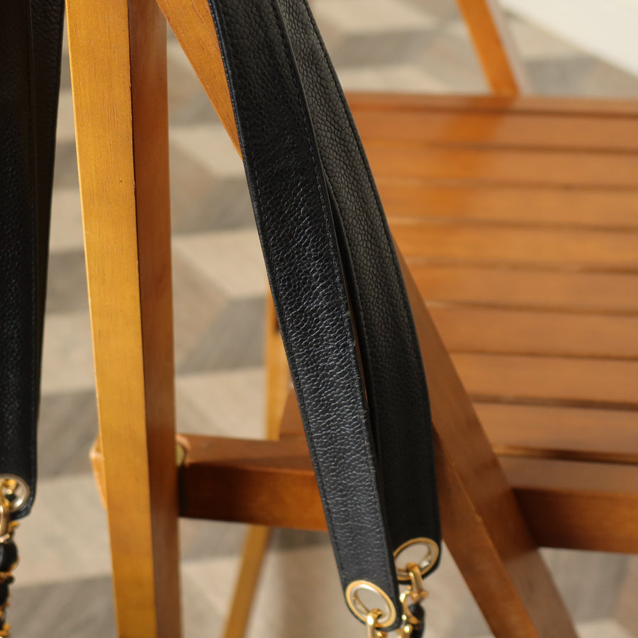 Chanel Vintage Black Caviar Leather CC Turn lock Coco mark double sided Shoulder Bag