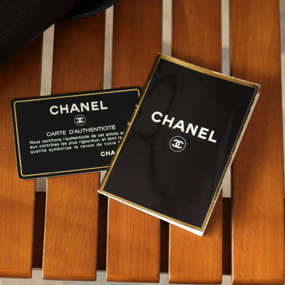 Chanel Vintage Black Caviar Leather CC Turn lock Coco mark double sided Shoulder Bag