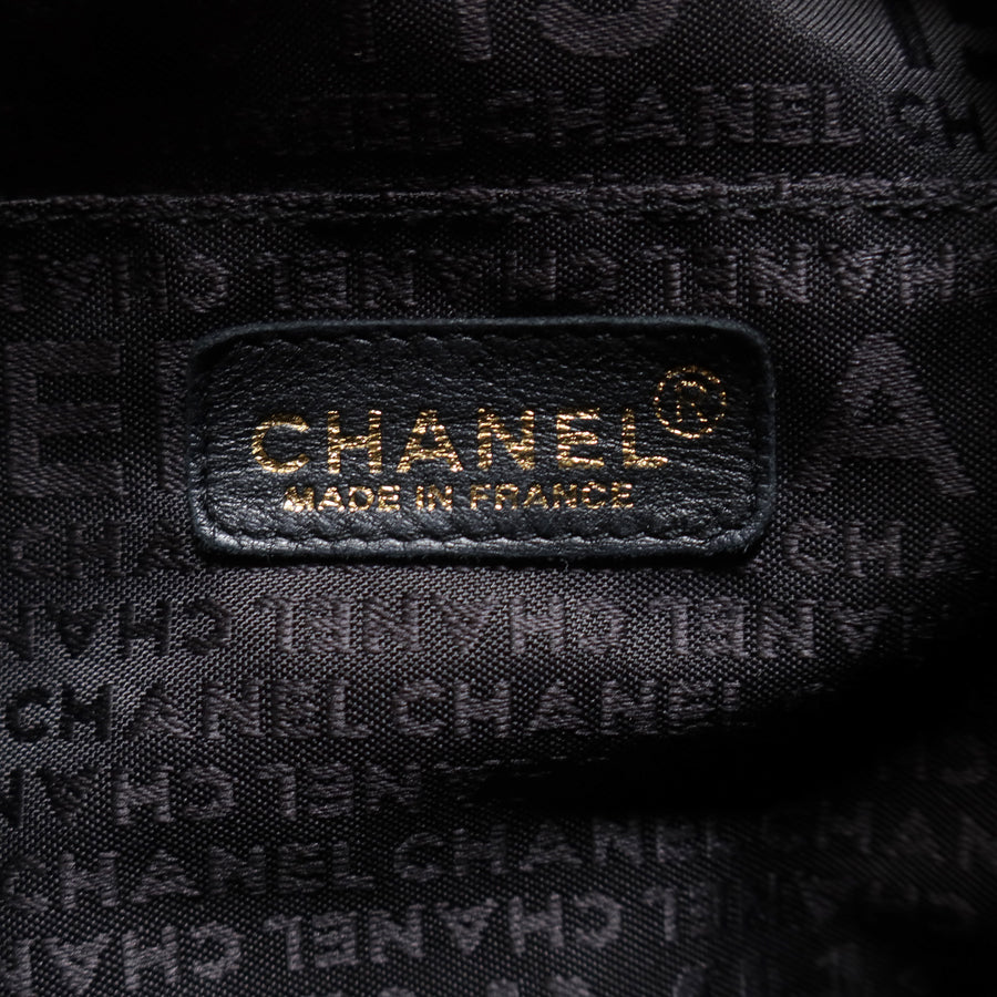 Chanel Vintage Black Calfskin CC Dice Fringe Charm 2way Hobo Bag