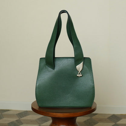 Loewe Vintage Emerald green Leather Knot charm Rounded Shoulder Bag