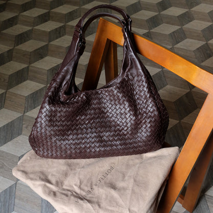 Bottega Veneta Vintage Brown Large Intrecciato Hobo Shoulder Bag