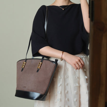 Loewe Vintage Black Brown Velazquez Leather Large Shopper Shoulder Bag