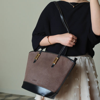 Loewe Vintage Black Brown Velazquez Leather Large Shopper Shoulder Bag