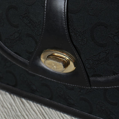 Celine Vintage Black Horse Carriage Triomphe Turn Lock Shoulder Bag