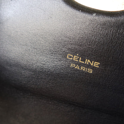 Celine Vintage Black Horse Carriage Triomphe Turn Lock Shoulder Bag