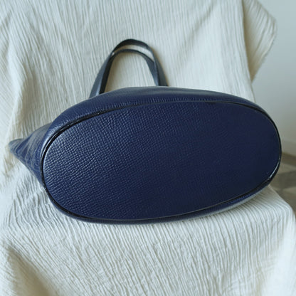Christian Dior Vintage Dark Navy Leather Gold CD charm Large Shoulder Bag