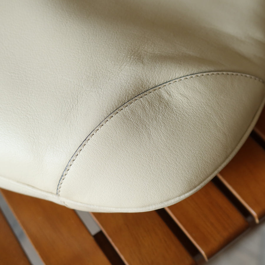 Celine Vintage Classic Creamy Warm White Gold Buckle Shoulder Flap Bag