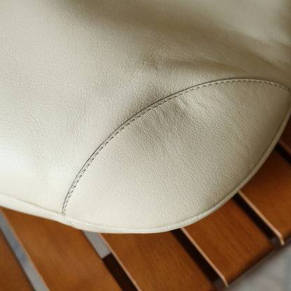 Celine Vintage Classic Creamy Warm White Gold Buckle Shoulder Flap Bag