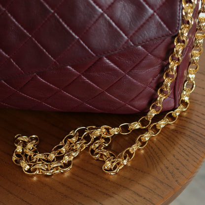 Vintage Chanel Burgundy Lambskin Diamond Quilted CC Tassel Bijoux Camera Bag