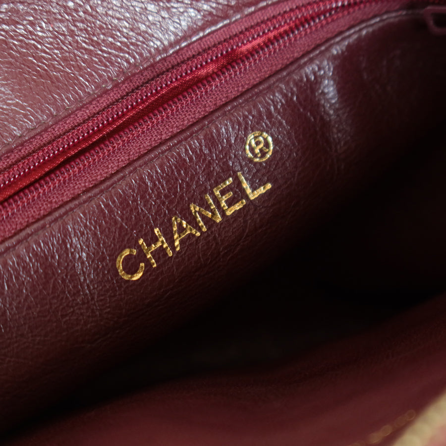 Vintage Chanel Burgundy Lambskin Diamond Quilted CC Tassel Bijoux Camera Bag
