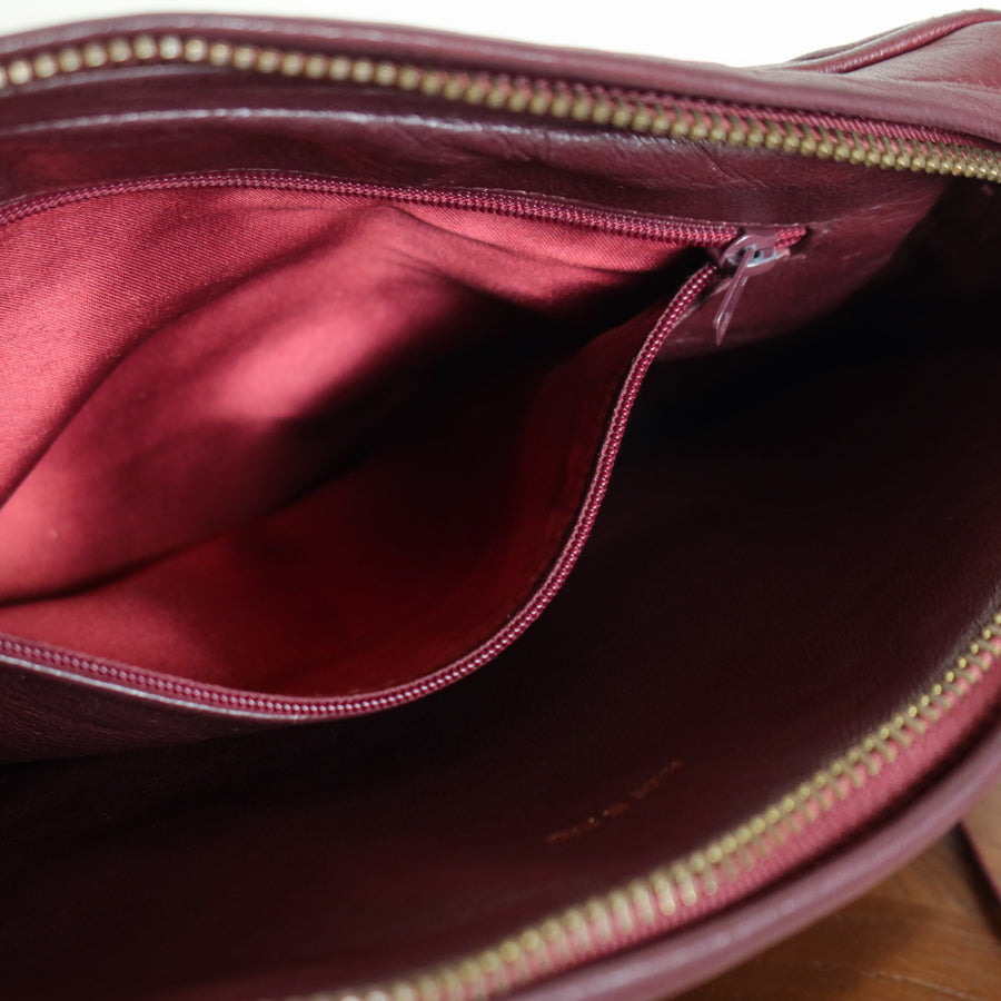 Vintage Chanel Burgundy Lambskin Diamond Quilted CC Tassel Bijoux Camera Bag