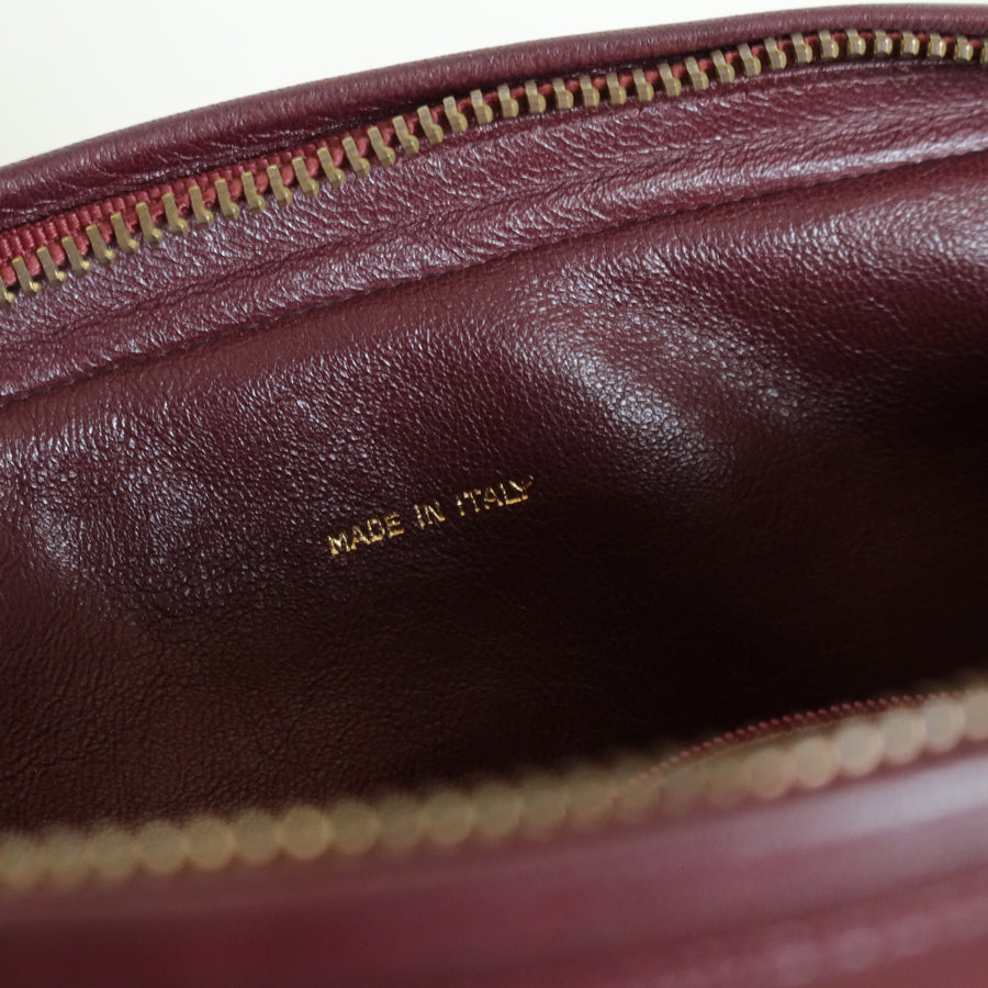 Vintage Chanel Burgundy Lambskin Diamond Quilted CC Tassel Bijoux Camera Bag