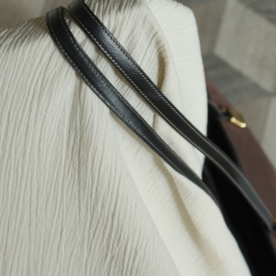 Loewe Vintage Black Brown Velazquez Leather Large Shopper Shoulder Bag