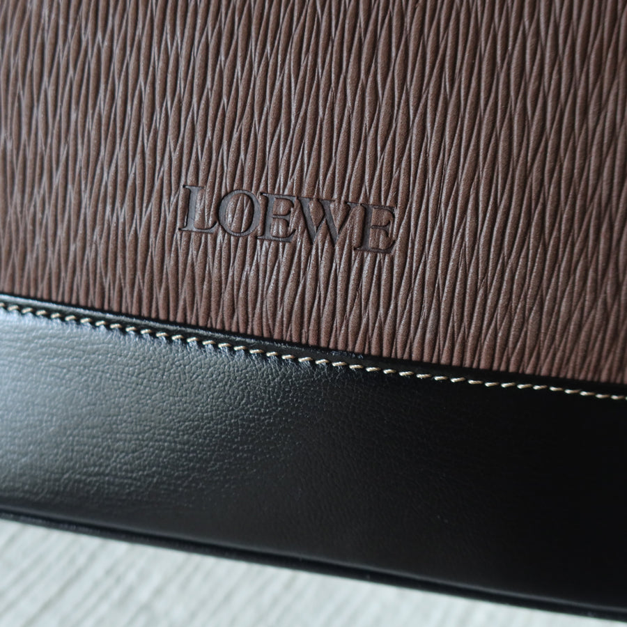 Loewe Vintage Black Brown Velazquez Leather Large Shopper Shoulder Bag