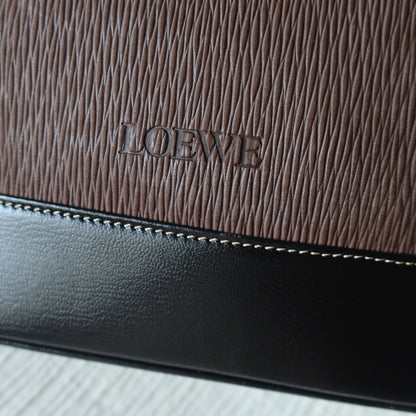 Loewe Vintage Black Brown Velazquez Leather Large Shopper Shoulder Bag