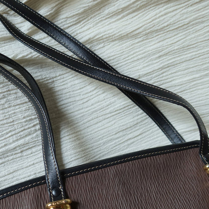 Loewe Vintage Black Brown Velazquez Leather Large Shopper Shoulder Bag