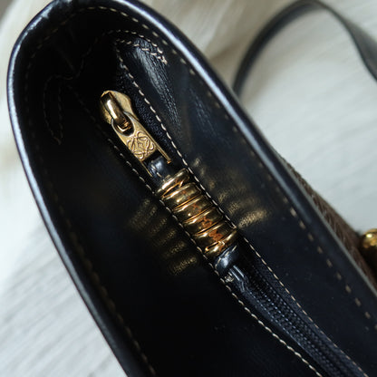 Loewe Vintage Black Brown Velazquez Leather Large Shopper Shoulder Bag