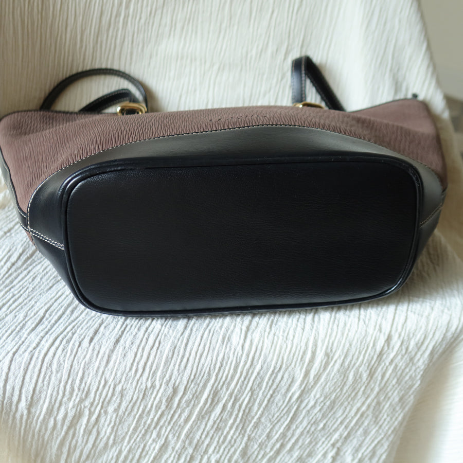 Loewe Vintage Black Brown Velazquez Leather Large Shopper Shoulder Bag