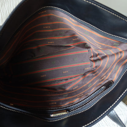 Loewe Vintage Black Brown Velazquez Leather Large Shopper Shoulder Bag