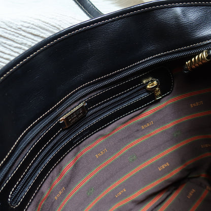 Loewe Vintage Black Brown Velazquez Leather Large Shopper Shoulder Bag