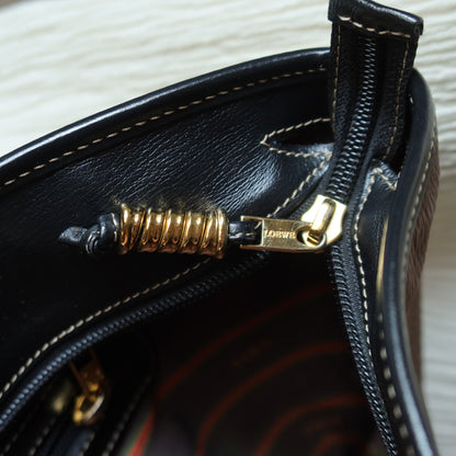 Loewe Vintage Black Brown Velazquez Leather Large Shopper Shoulder Bag