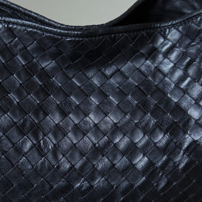 Bottega Veneta Vintage Black Intrecciato Mismatch Rings Hobo Shoulder Bag