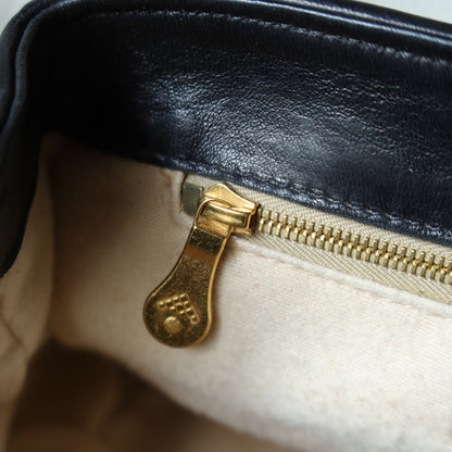 Bottega Veneta Vintage Black Intrecciato Gold Turn lock Braided Strap Crossbody Bag