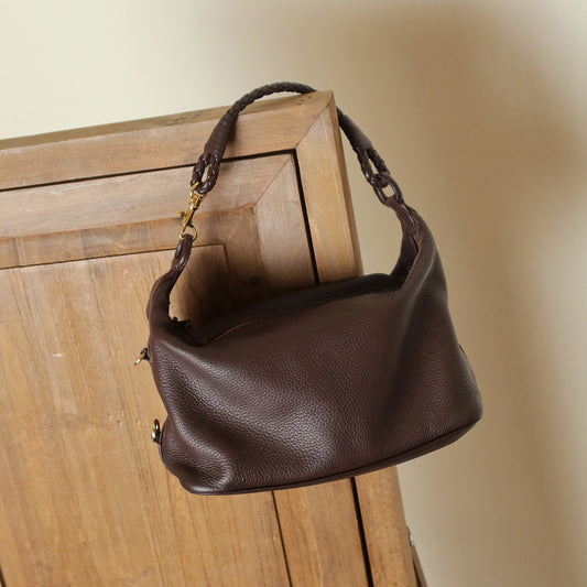 Bottega Veneta Vintage Dark Mauve Brown Braided strap 2 way Shoulder Bag