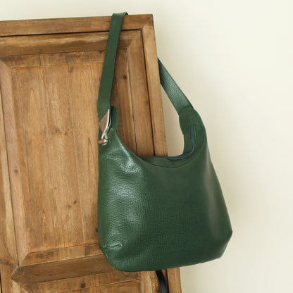 Loewe Vintage Emerald Green Grained Leather Knot Charm Hobo Shoulder Bag